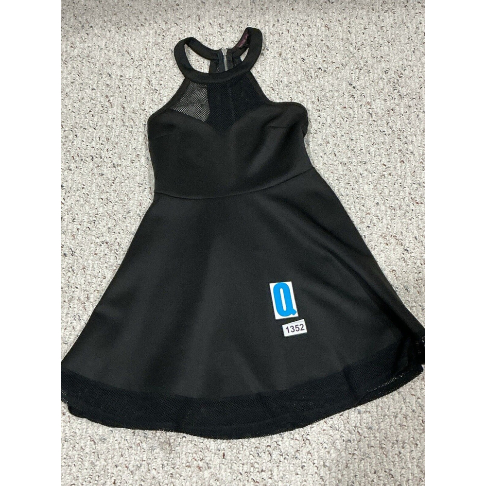 Womans Material Girl Medium Black Fit And Flare Zip Back Club Dress